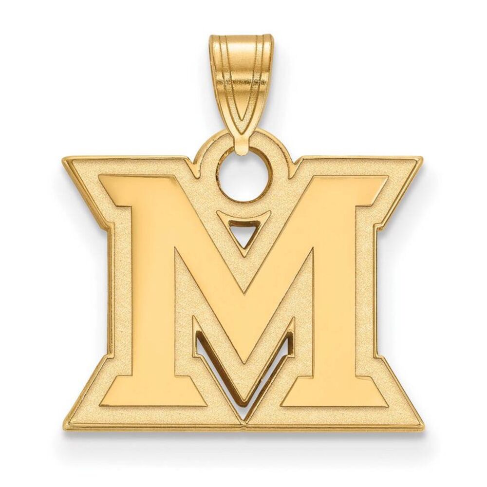 14k Gold Plated Silver Miami U Small Initial M Pendant